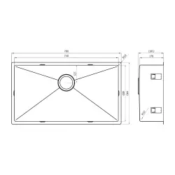 Lorreine 74R Luxe rvs grote spoelbak 74x40 cm vlakbouw opbouw en onderbouw 1150178229