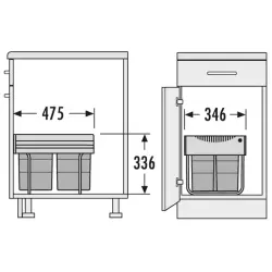 Hailo Tandem S 3 Afvalemmer 1x18+2x8,5ltr 1153449232