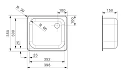 Reginox R18 3530 OSK kleine RVS Spoelbak opbouw B2910RLU02GDS R00373