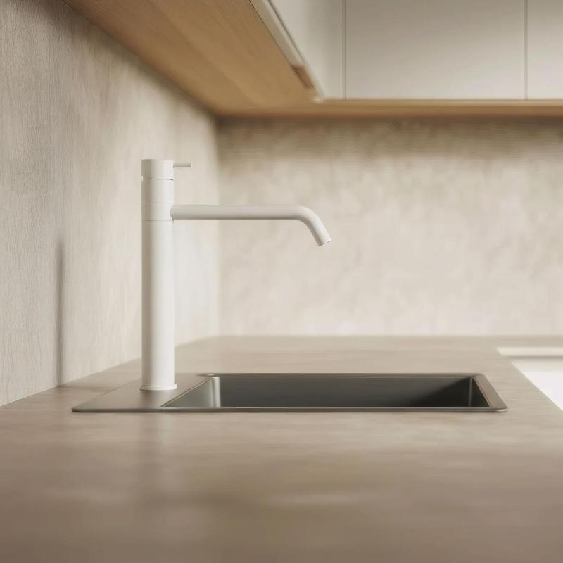 Waterevolution Flow keukenmengkraan mat wit T150BR