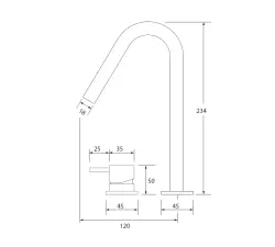 Waterevolution Flow 2-gats wastafelkraan mat wit met kleine V 120mm uitloop T1121VBR