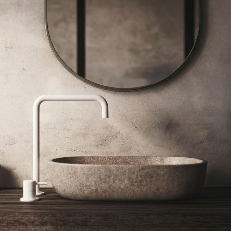 Waterevolution Flow 2-gats wastafelkraan hoge uitloop 222 mat wit T122HBR