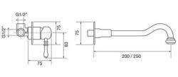 PB Classic klassieke inbouw eenhendel wastafelkraan 20cm chroom 1208592652