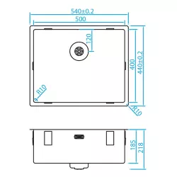 Caressi R10 rvs spoelbak 50x40cm onderbouw, vlakbouw en opbouw CAPP50R10