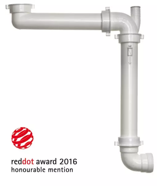 Ruimtebesparende sifon red dot award tbv een keukenspoelbak 1208816602 