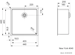 Reginox New York middel RVS spoelbak 40x40 T09T2LLU06GDS R27639