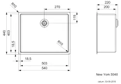 Reginox New York middel RVS spoelbak 50x40 T09T3LLU06GDS R27646