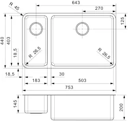 Reginox Ohio 18x40 + 50x40 dubbele RVS spoelbak B09H8LLU08RDM.1 R15704