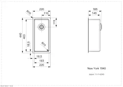 Reginox New York kleine RVS spoelbak 18x40 T09T1LLU06GDS R27851