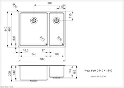 Reginox New York 1,5 RVS spoelbak 34x40 + 18x40 T09T8LLU08GDS R27806