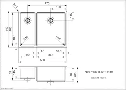 Reginox New York 1,5 RVS spoelbak 18x40 + 34x40 T09T5LLU08GDS R27844