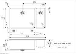 Reginox New York 1,5 RVS spoelbak 50x40 + 18x40 T09T10LLU08GDS R27837