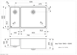 Reginox New York 1,5 RVS spoelbak 18x40 + 50x40 T09T7LLU08GDS R27790