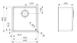 Reginox Kansas 40x40 KG-CC RVS Spoelbak vlakinbouw B19H2LLU05GDS