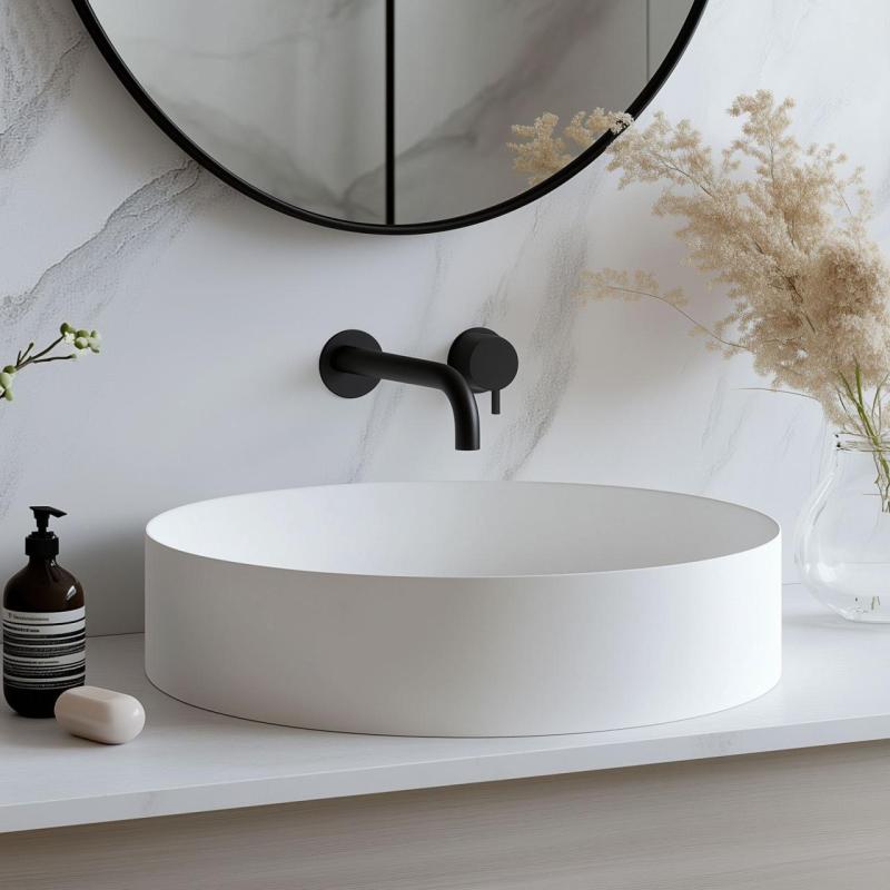 Waterevolution Flow inbouw wastafelkraan mat zwart met uitloop 15cm T116BPR-15