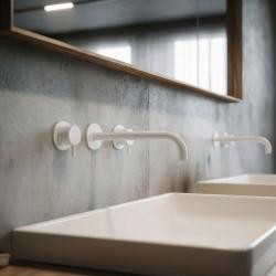 Waterevolution Flow 3-gats Inbouw Wastafelkraan Mat Wit met uitloop 21 cm T1163FBR-21