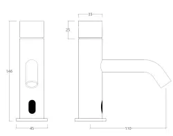 Waterevolution Flow elektronische wastafelkraan infrarood op batterijen mat zwart T110EBPR