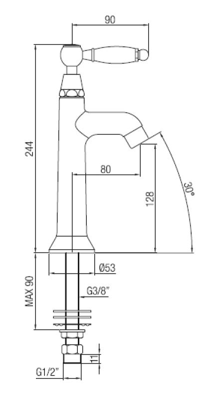 PB klassieke fonteinkraan met witte hendel koud water met brons 1208853892