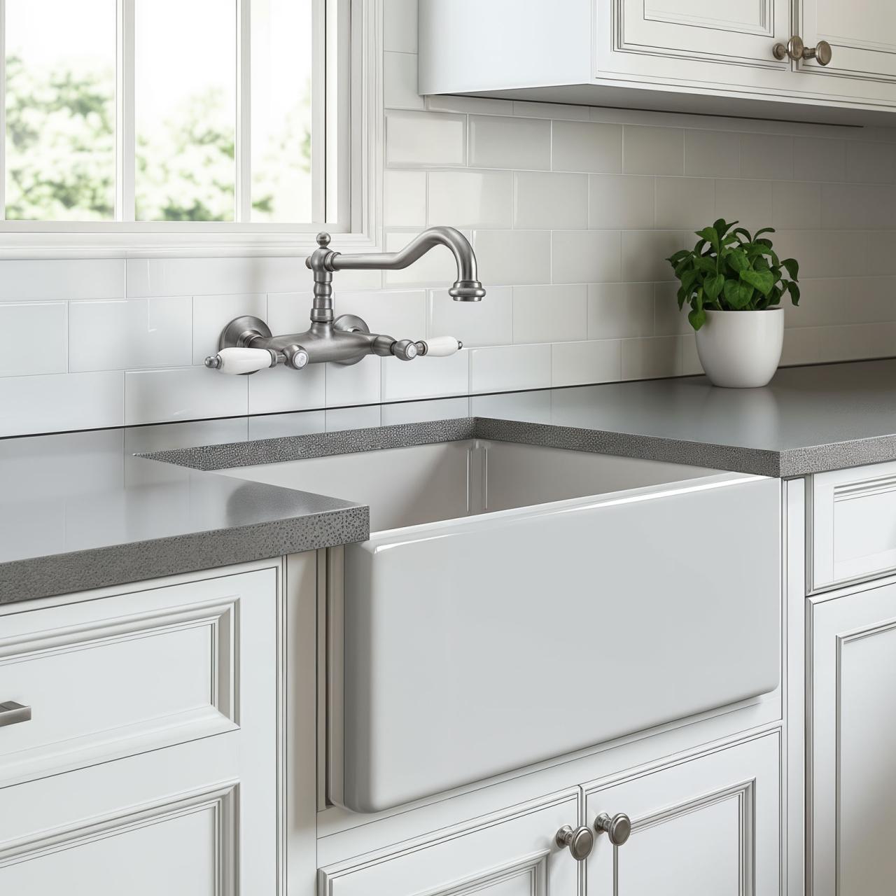 PB klassieke kraan Opbouw muurkraan Witte hendels RVS 1208854192 - Productafbeelding 2