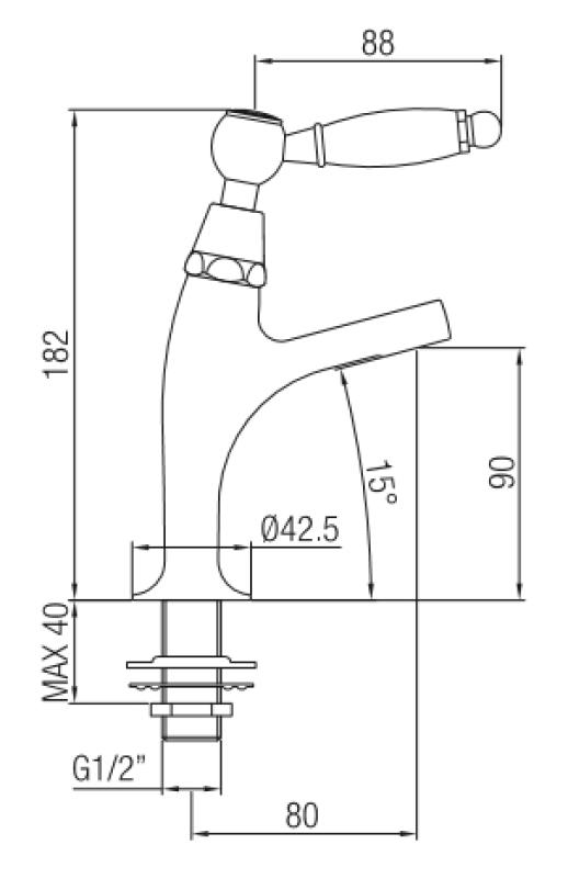 PB klassieke fonteinkraan met witte hendel koud water klein model brons 1208854902
