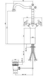 PB klassieke verhoogde wastafelkraan sterknoppen uitloop 18 cm RVS 1208855002