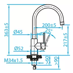 Caressi Basic Line RVS eenhendel keukenmengkraan CABL002I 1208920577