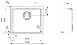 Reginox Houston RVS spoelbak 50x40 onderbouw, opbouw en vlakbouw L2100 R32855