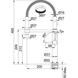 Franke Pescara Semi Pro 360 Keukenkraan flexibele uitloop Black 115.0545.136