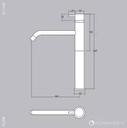 Waterevolution Flow wastafelkraan voor waskommen PVD geborsteld light gold T115WGE