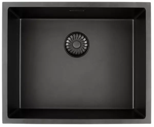 Caressi Black Line zwarte Quartz spoelbak 50cm vlakinbouw CAGRPP50BK-FL met zwarte korfplug 1208921316