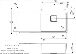Reginox Phoenix 50 rechts rvs Spoelbak met afdruip 100x51cm L2500  R32879