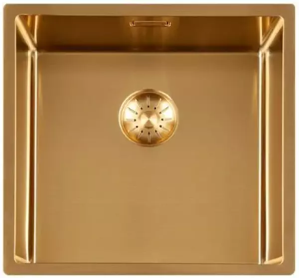 Lorreine 40SP-Gold Luxe RVS spoelbak PVD Gold 40x40 onderbouw vlakbouw en opbouw 1208952328