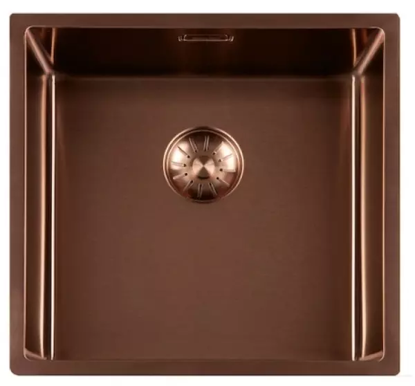 Lorreine 40SP Copper Luxe RVS spoelbak koper kleur PVD Copper 40x40 onderbouw vlakbouw en opbouw 1208952365