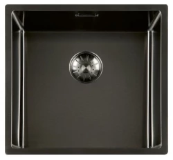 Lorreine 40SP-GunMetal spoelbak 40x40 PVD gun metal onderbouw vlakbouw en opbouw 1208952366