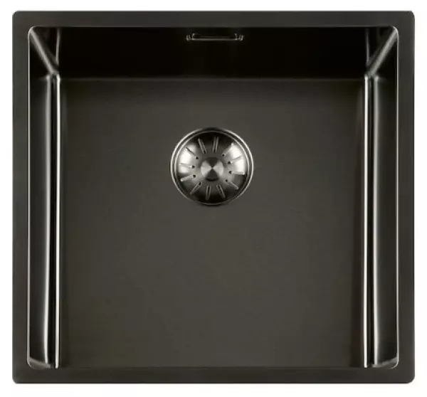 Lorreine 40SP-GunMetal spoelbak 40x40 PVD gun metal onderbouw vlakbouw en opbouw 1208952366