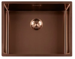 Lorreine 50SP-Copper Luxe RVS spoelbak koper kleur PVD Copper 50x40 onderbouw vlakbouw en opbouw 1208952369