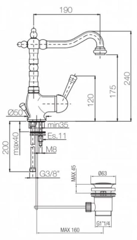 PB Wastafelmengkraan nostalgisch Vintage Chroom