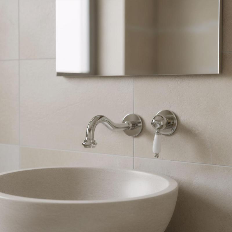 PB nostalgische inbouw wastafelmengkraan Vintage uitloop 21cm chroom