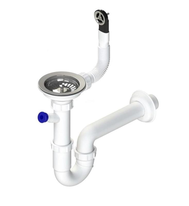 GraniteMy Afvoerset rvs met ronde overloop incl. sifon voor enkele spoelbak 1208952965