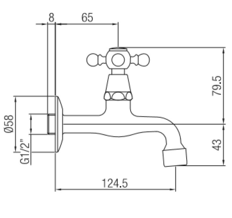 PB klassieke muurfonteinkraan met sterknop koud water mat zwart 1208952981
