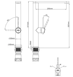 Reginox Kelso rvs hoge keukenkraan draaibare uitloop volledig geborsteld RVS R34590