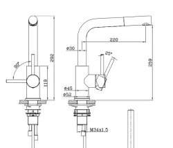 Reginox Palm rvs keukenkraan uittrekbare draaibare uitloop volledig geborsteld RVS R34583