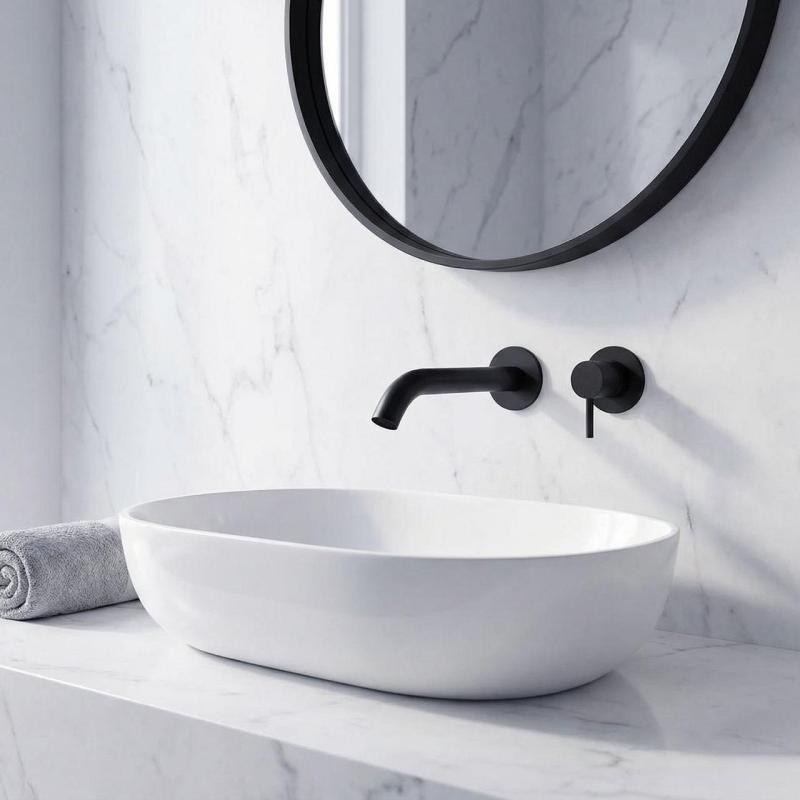 SB Round inbouw wastafelmengkraan mat zwart - 102mm