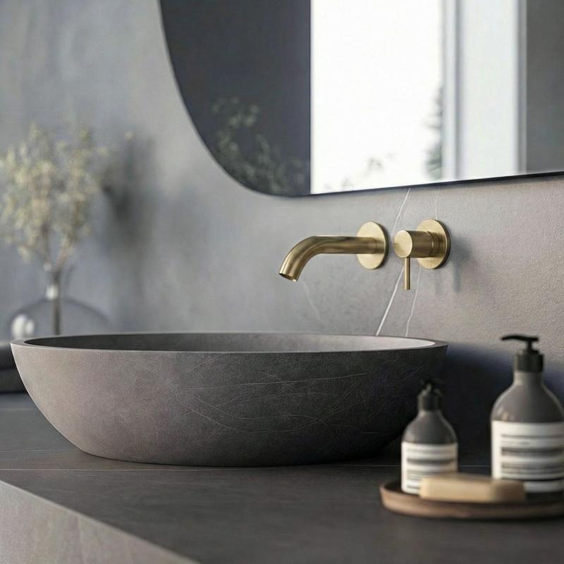 SB Round 316 inbouw wastafelmengkraan Geborsteld Messing PVD 102mm