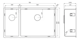 Lorreine 2050SP grote rvs anderhalve spoelbak 2050cm vlakbouw onderbouw en opbouw 1208953621