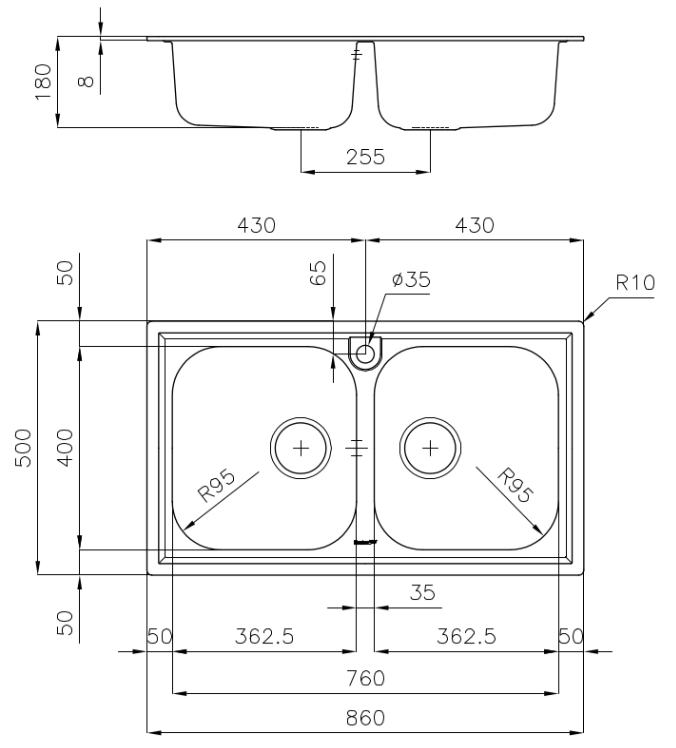 Foster Marine RVS 316 Dubbele Spoelbak 86x50 cm Opbouw 1208953745