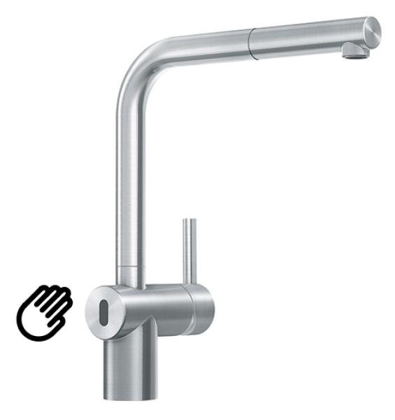 Franke geborstelde rvs sensor Keukenkraan Atlas Neo met uittrekbare uitloop inox 115.0625.523