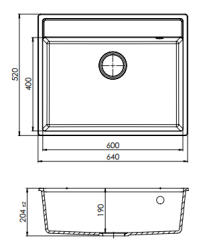 GraniteMy Bremen Granieten Spoelbak 64x52 cm Zwart – Opbouw, Onderbouw en Vlakinbouw met Kraangatbank en RVS Plug 1208953873