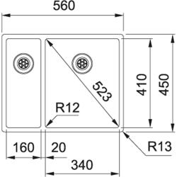 Franke Bolero plus R12 BXX 260 BR 1,5 anderhalve rvs spoelbak vlakinbouw 127.0455.331