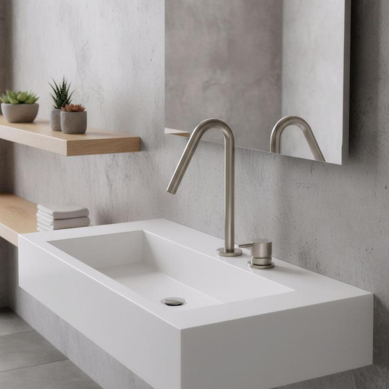 Waterevolution Flow 2-gats wastafelkraan volledig RVS met kleine V 120mm uitloop T1121VIE